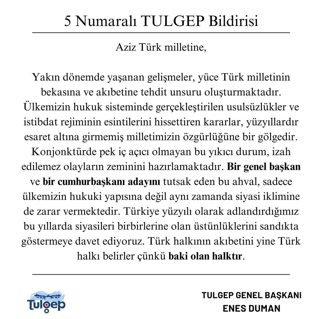 5 Numaralı TULGEP Bildirisi